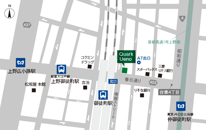 QUARK Ueno Head Shop map